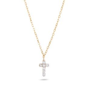STONE AND STRAND SOLID GOLD AND DIAMONDS: Tiny Diamond Cross Necklace